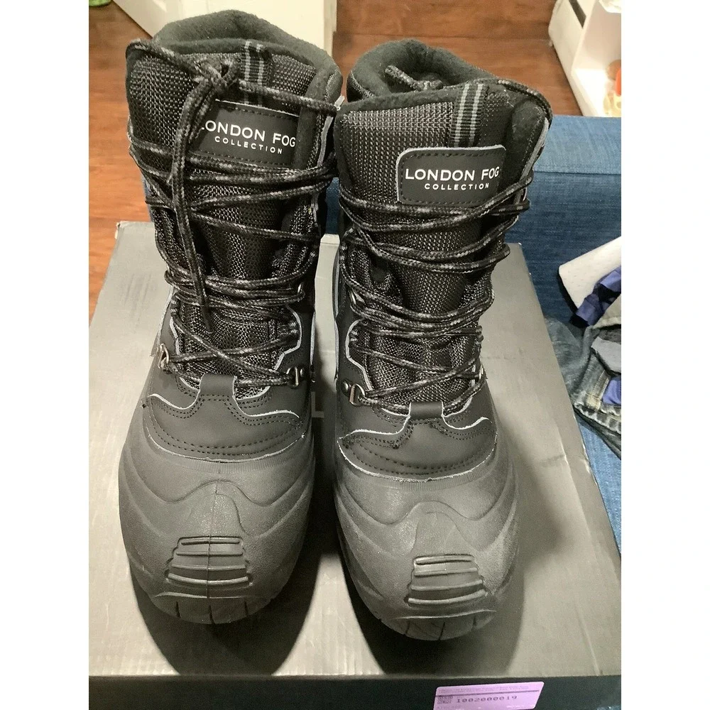 London Fog Winter Boots Mens Size 8K Breckenridge Insulated Fleece Lined Black